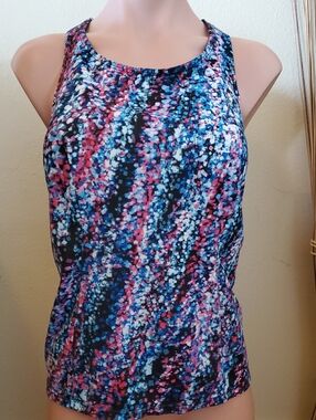 Swimsuits For All Blue Pink Multicolor Halter Tank Bikini Top
